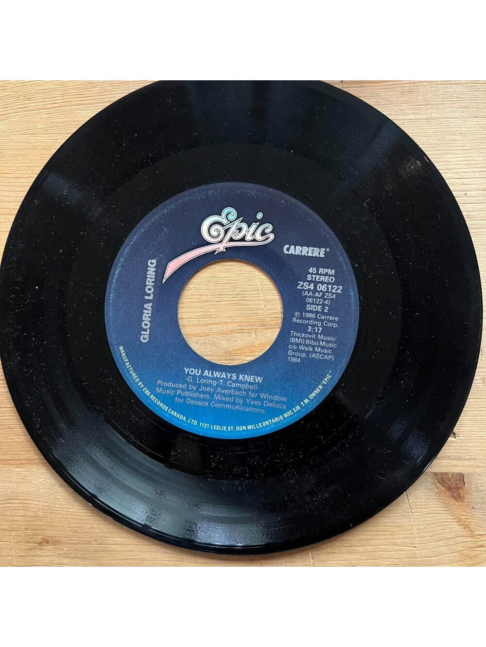 Gloria Loring - You Always Knew/Friends and Lovers 45rpm VG+ R14